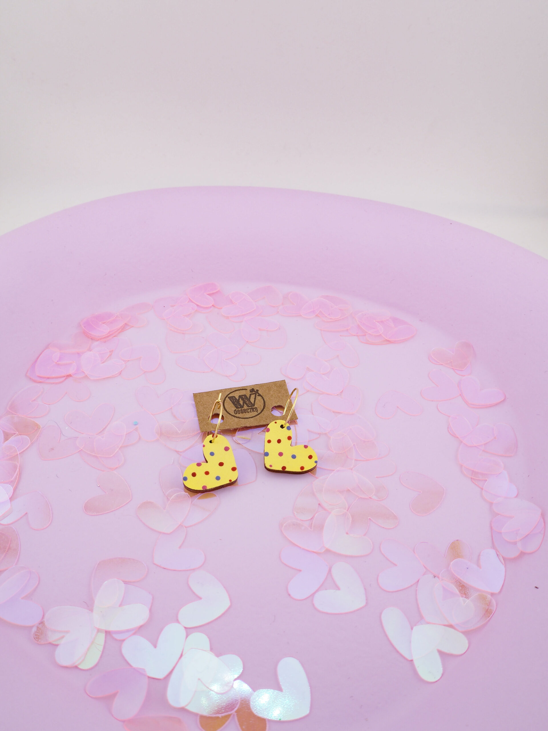 kolczyki z drewna kolorowe ręcznie malowane z miłości shop