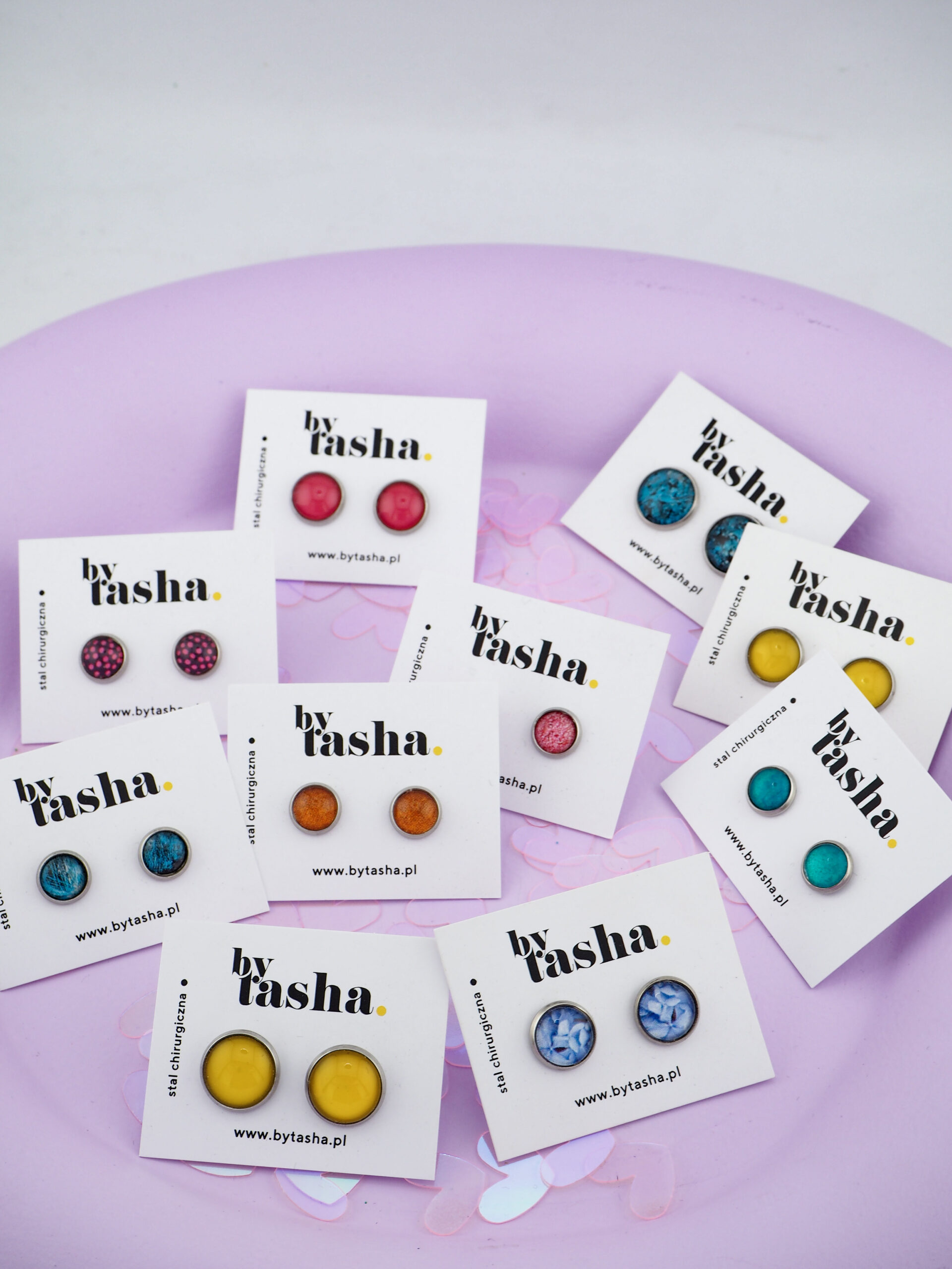 Szklane kolczyki sztyfty | Ręcznie robione by Tasha | Z Miłości concept store